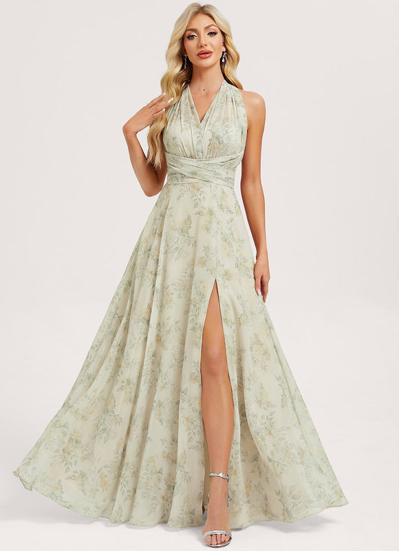 Robe Pastel Rose Trapèze Décolleté Col V - gallery 4