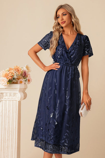 Robe Pastel Rose Pailletée Longueur Mollet - gallery 8