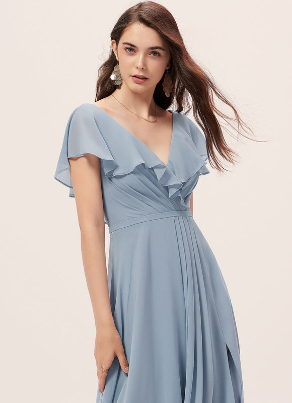 Robe Pastel Demoiselle D'Honneur Bleu Clair - gallery 4