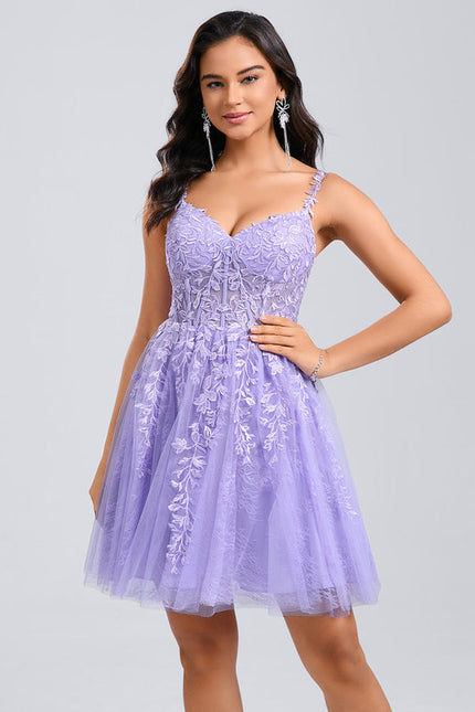 Robe Pastel Rose Col V Tulle Dentelle - gallery 3