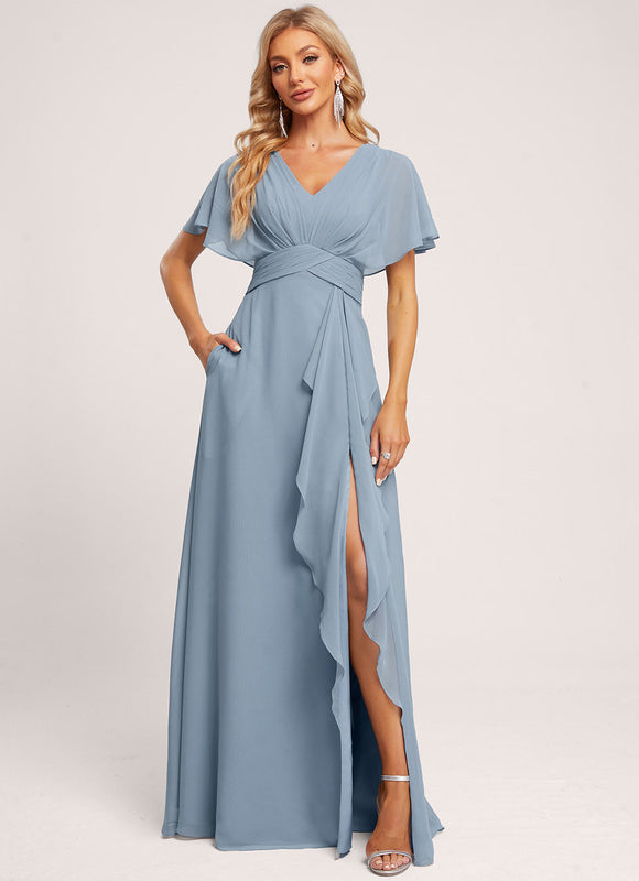 Robe Pastel Rose Demoiselle D'Honneur Élégante - gallery 4
