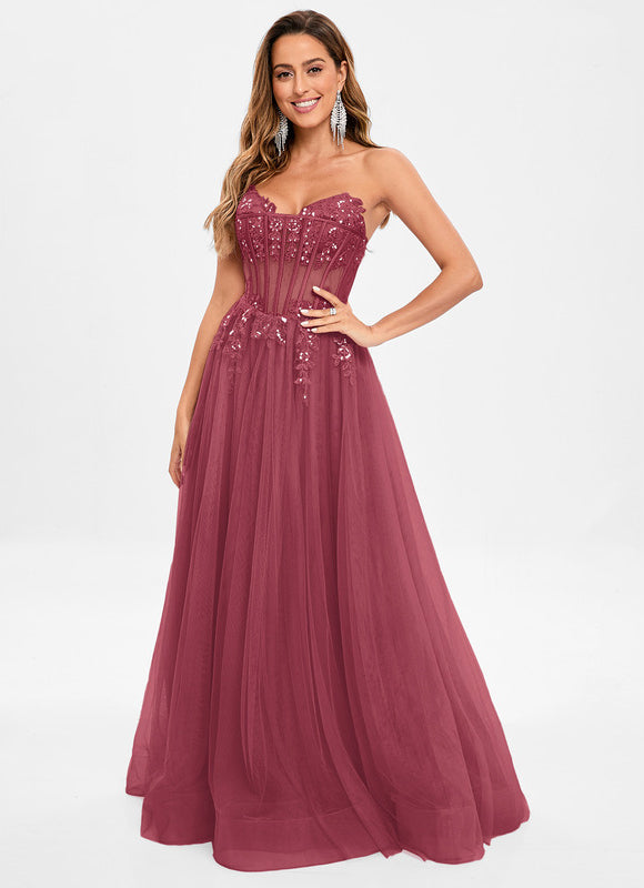 Robe Pastel Rose Col V Tulle Paillettes - gallery 8