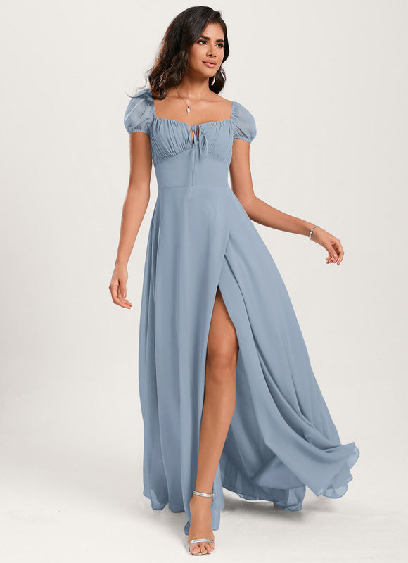 Robe Pastel Bleu Trapèze Col Carré