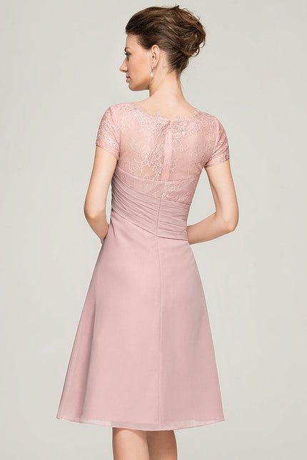 Robe Pastel Rose Trapèze Col Rond - gallery 5