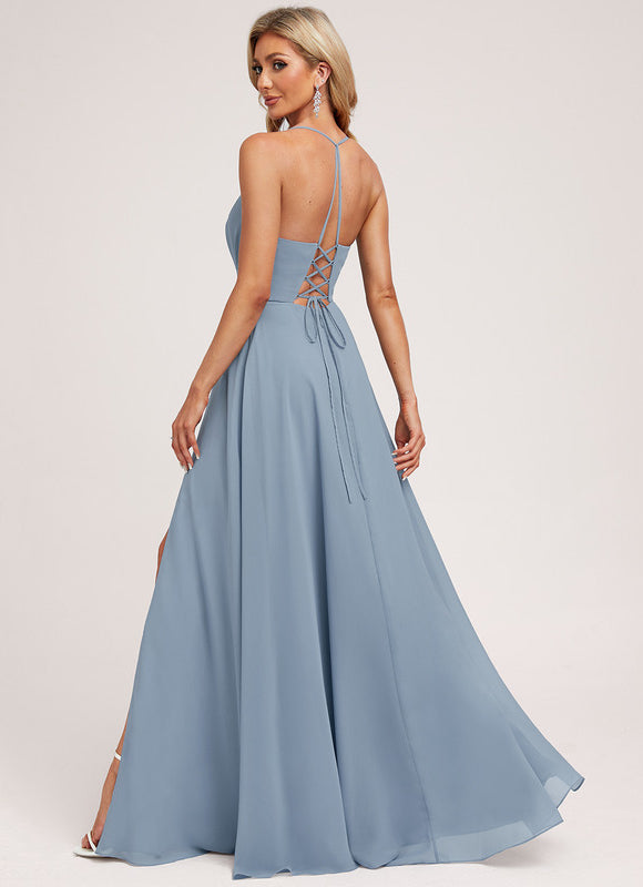 Robe Pastel Demoiselle D'Honneur Bleu Clair - gallery 1