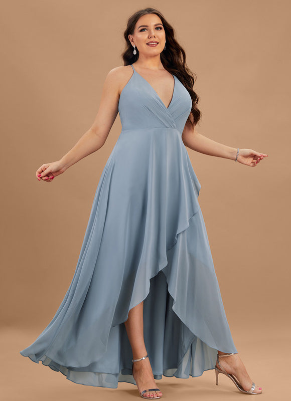Robe Pastel Verte Col V Asymétrique - gallery 7