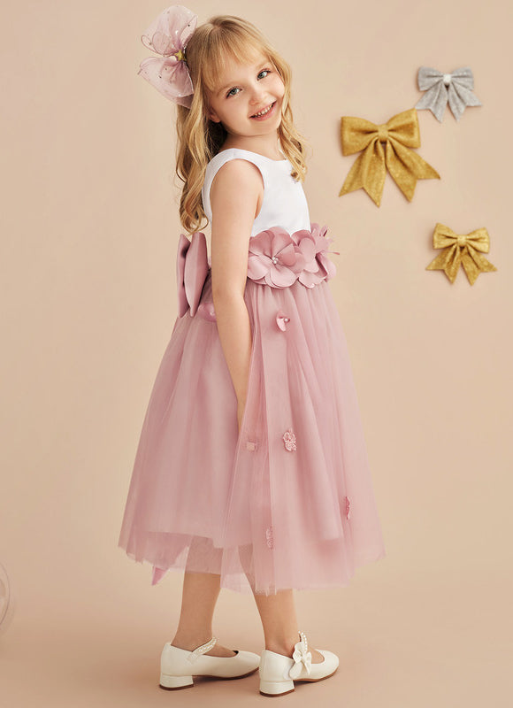 Robe Pastel Rose À Fleurs 3D Fille - gallery 5
