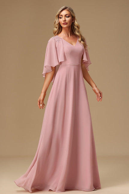 Robe Pastel Rose Demoiselle D'Honneur Élégante - gallery 4