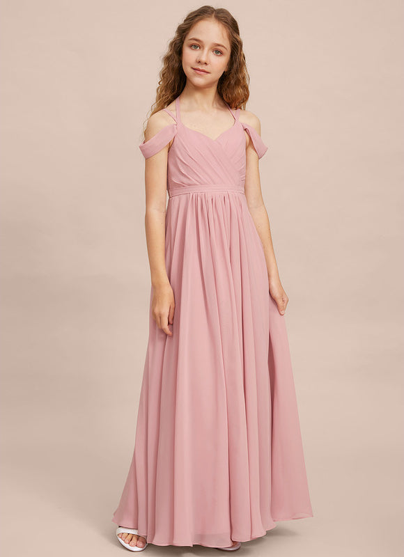 Robe Pastel Bleu Décolleté Épaules Ras Du Sol