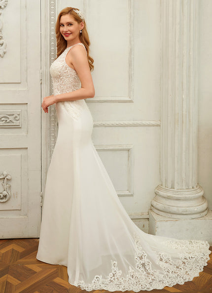 Robe Pastel Mariée Blanche Sirène Dentelle
