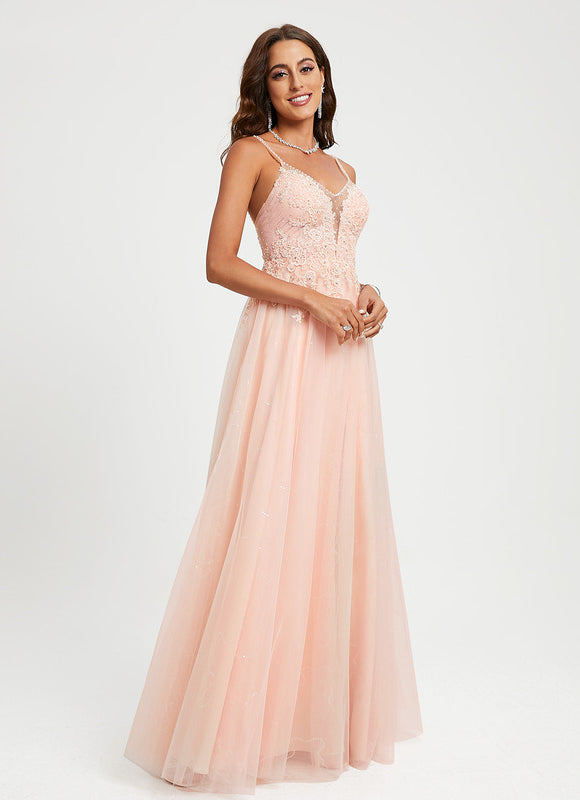 Robe Pastel Rose Dentelle Soirée Élégante - gallery 2