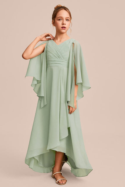 Robe Pastel Verte Trapèze Col V Junior - gallery 1
