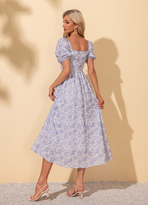 Robe Pastel Imprimée Rose Col Cœur - gallery 2