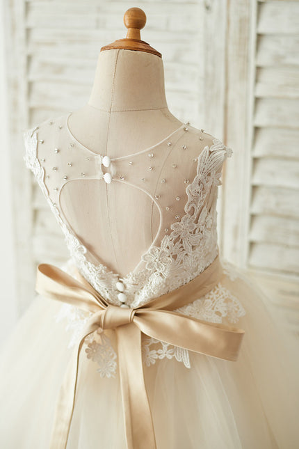 Robe Pastel Ivoire Dentelle Tutu Fille - gallery 3
