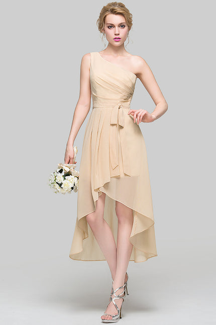 Robe Pastel Beige Décolleté Asymétrique Chic - gallery 5