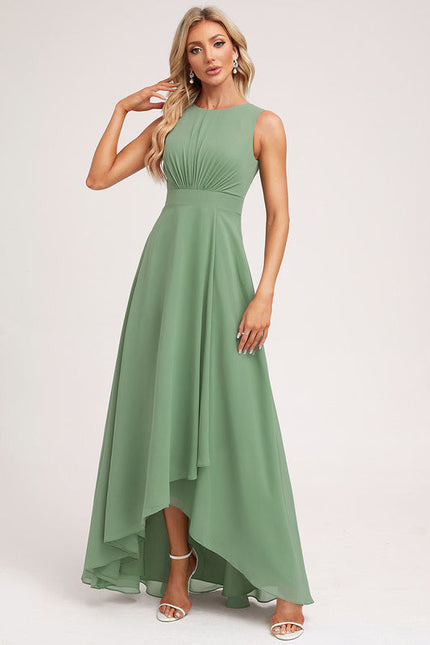 Robe Pastel Verte Mousseline Trapèze Col Rond - gallery 1