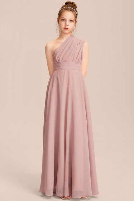 Robe Pastel Rose Décolleté Asymétrique Junior - gallery 7