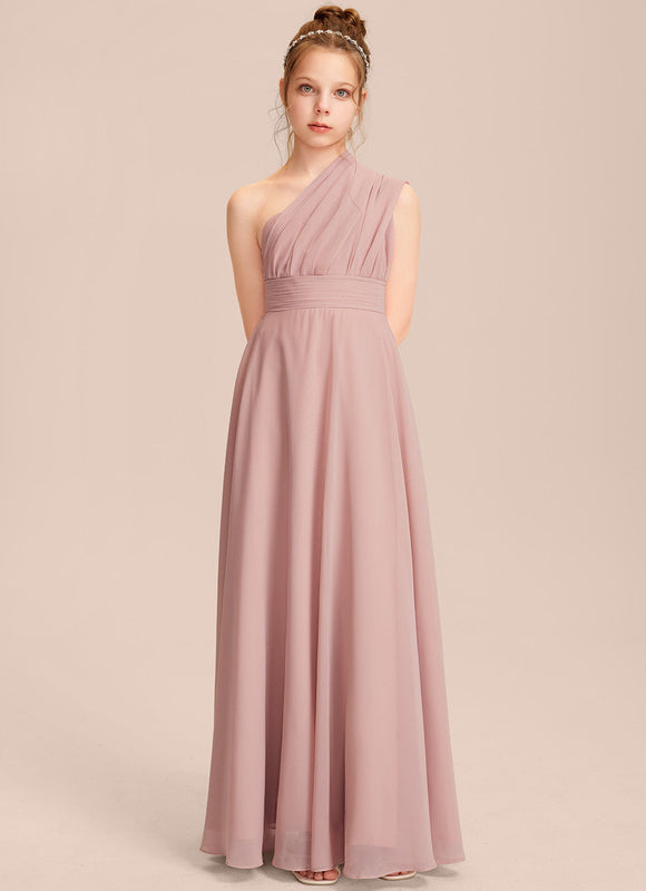 Robe Pastel Rose Décolleté Asymétrique Junior - gallery 7