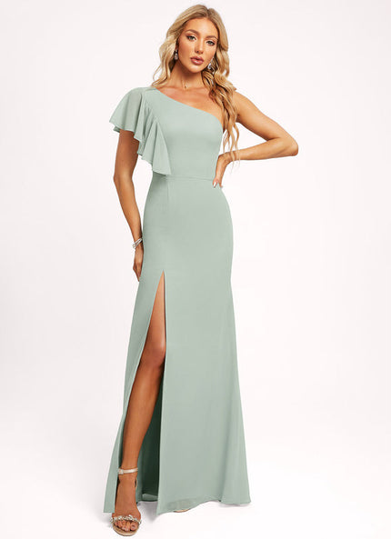 Robe Pastel Rose Décolleté Asymétrique Sirène