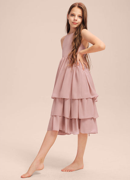 Robe Pastel Rose Trapèze À Volants