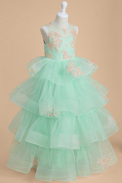Robe Pastel Fille Turquoise Princesse Tulle - gallery 2