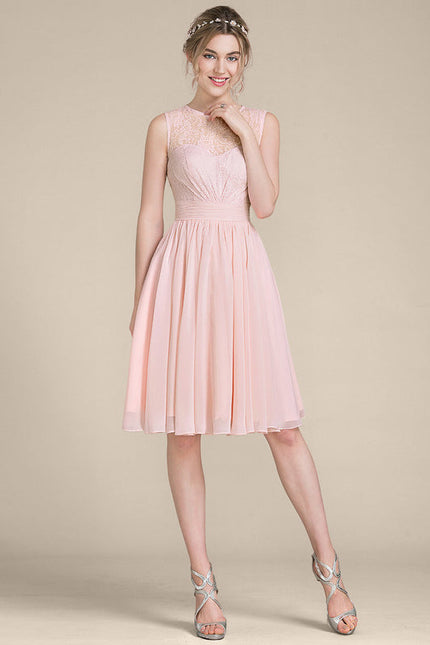 Robe Pastel Rose Mousseline À Volants - gallery 2