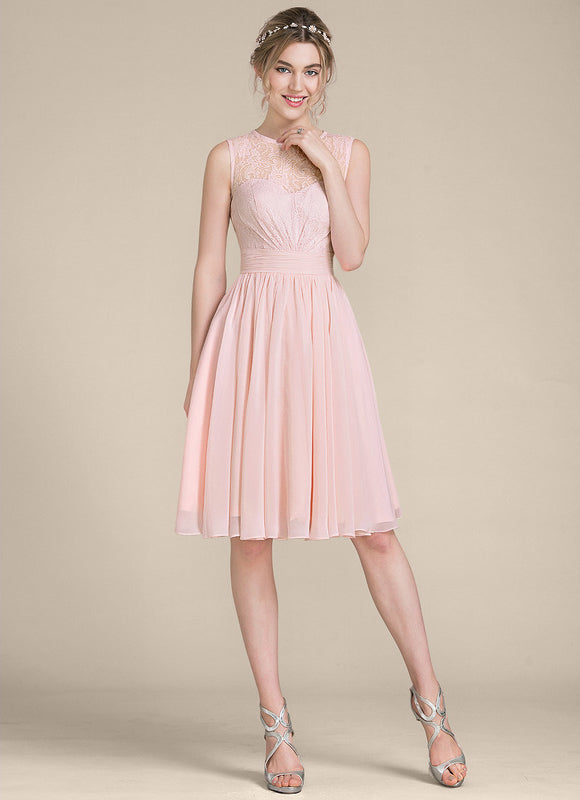 Robe Pastel Rose Mousseline À Volants - gallery 2