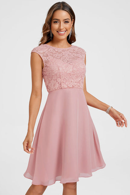 Robe Pastel Rose Col Rond Trapèze