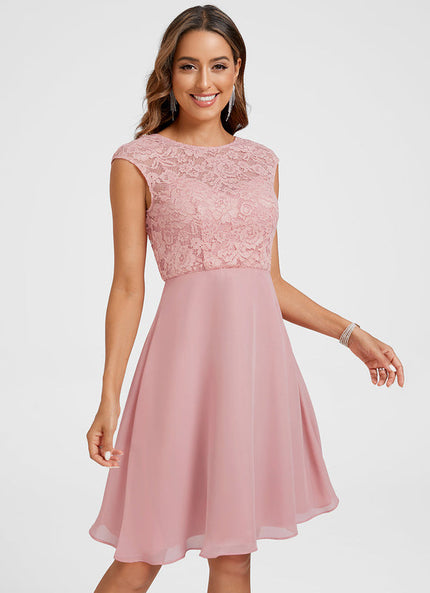 Robe Pastel Rose Col Rond Trapèze
