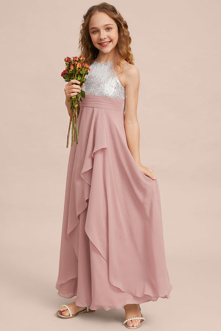 Robe Pastel Rose Demoiselle D'Honneur Longue