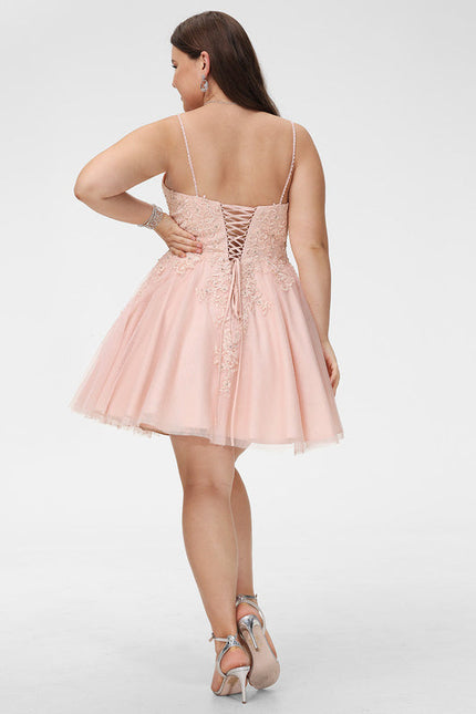 Robe Pastel Rose Trapèze Col V Tulle - gallery 9