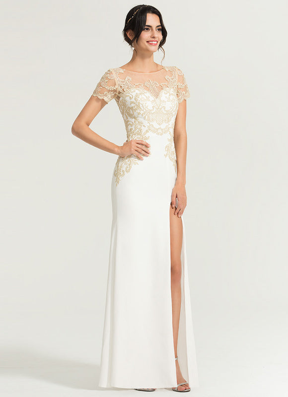Robe Pastel Blanche Dentelle Élegante - gallery 1