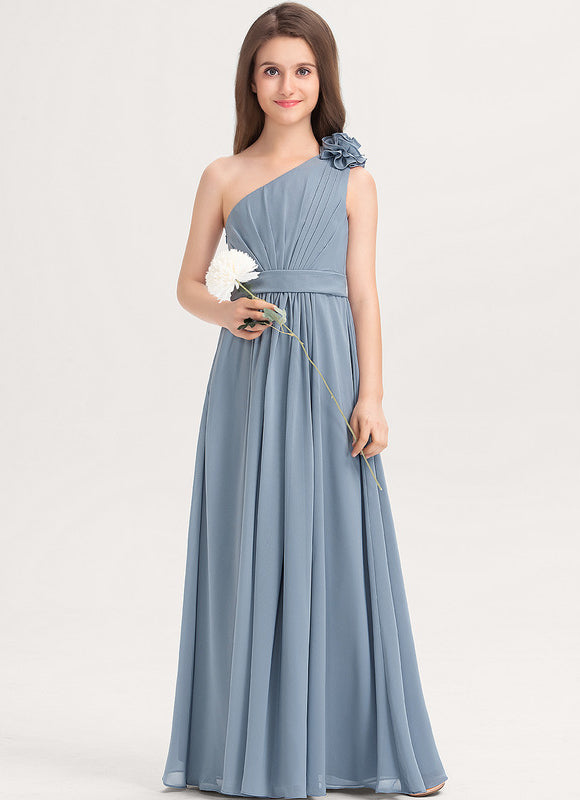Robe Pastel Bleu Décolleté Asymétrique Mousseline