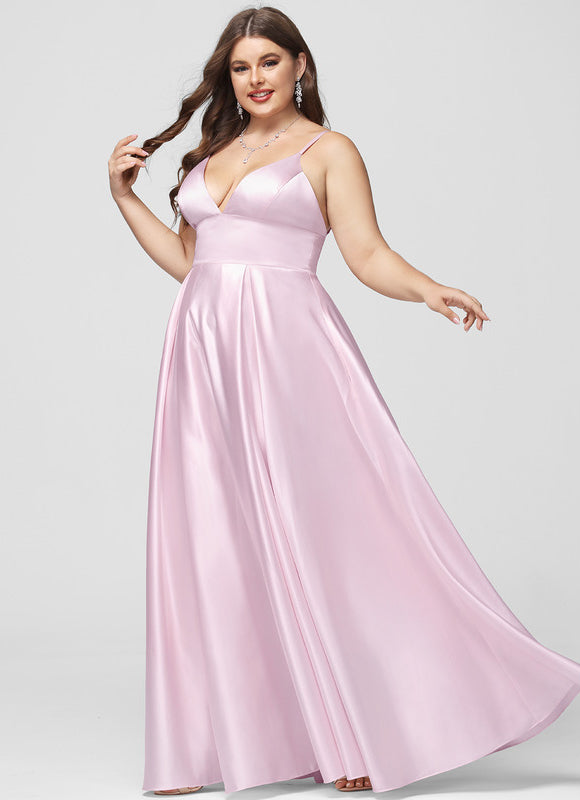 Robe Pastel Bleue Satin Trapèze Col V - gallery 6