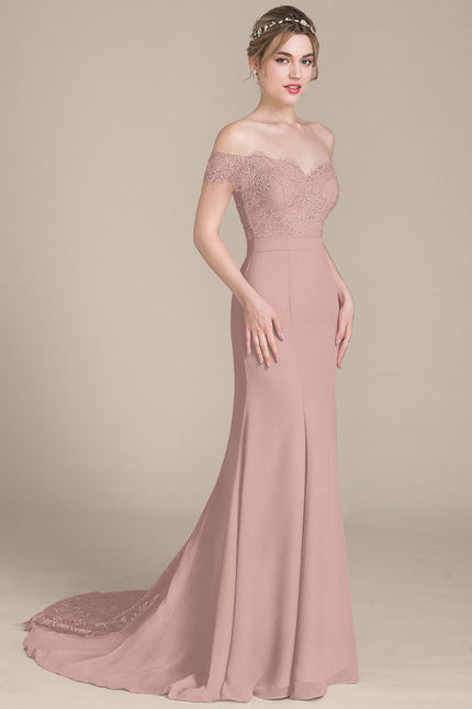 Robe Pastel Rose Sirène Dentelle Paillettes - gallery 3