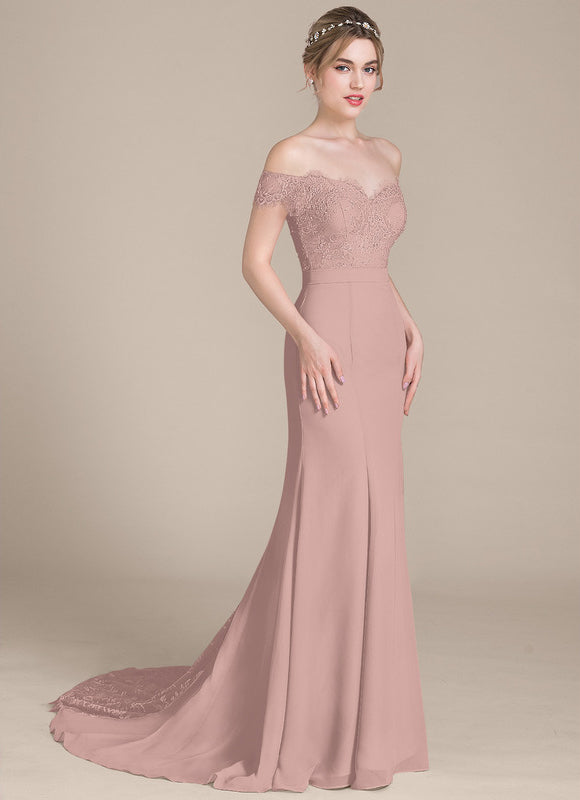 Robe Pastel Rose Sirène Dentelle Paillettes - gallery 3