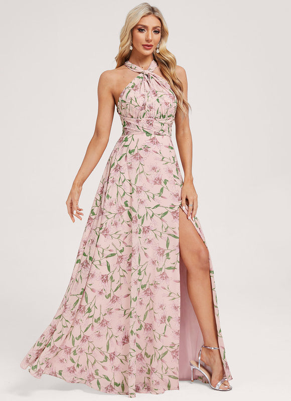 Robe Pastel Rose Trapèze Décolleté Col V - gallery 6