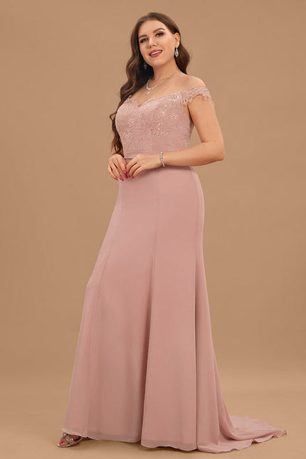 Robe Pastel Rose Sirène Dentelle Paillettes - gallery 6