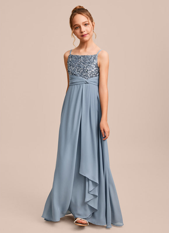Robe Pastel Bleu Col Carré Longueur Sol