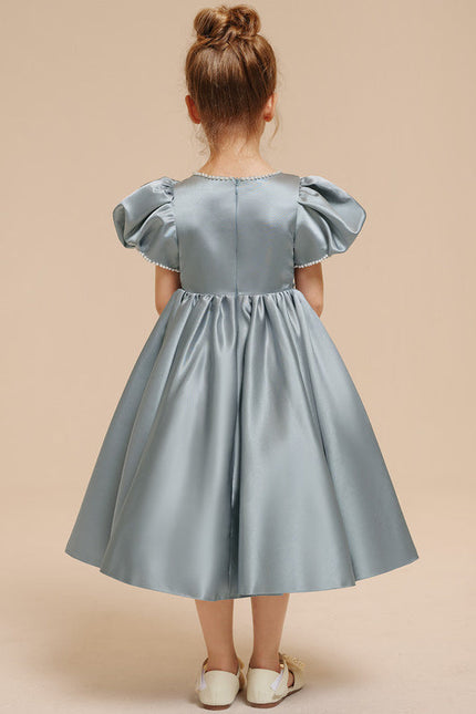 Robe Pastel Bleu Ciel Trapèze Satin - gallery 3