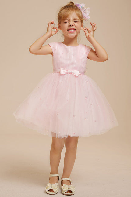 Robe Pastel Rose Tulle Avec Perles - gallery 2