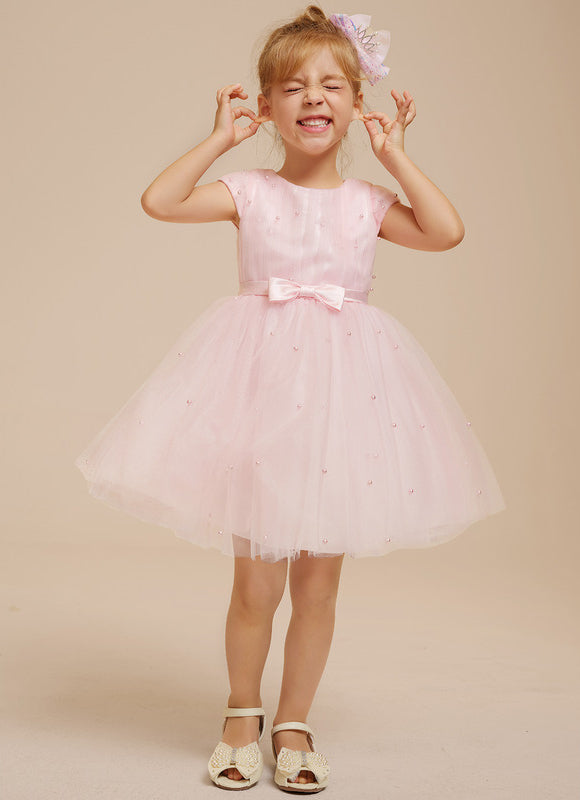 Robe Pastel Rose Tulle Avec Perles - gallery 2