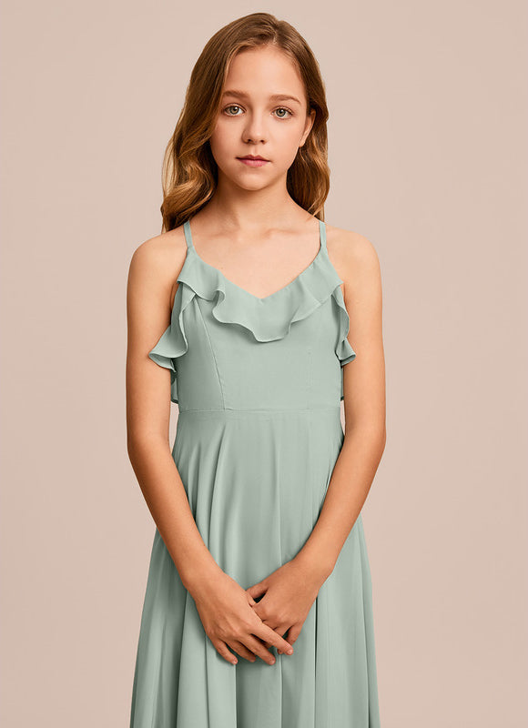 Robe Pastel Verte Col V Longueur Maxi - gallery 4