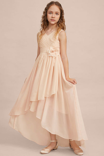 Robe Pastel Rose Demoiselle D'Honneur Asymétrique