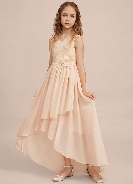 Robe Pastel Rose Demoiselle D'Honneur Asymétrique
