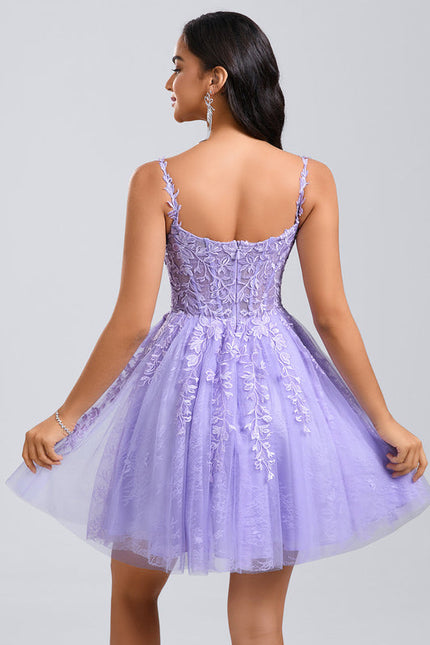 Robe Pastel Rose Col V Tulle Dentelle - gallery 6