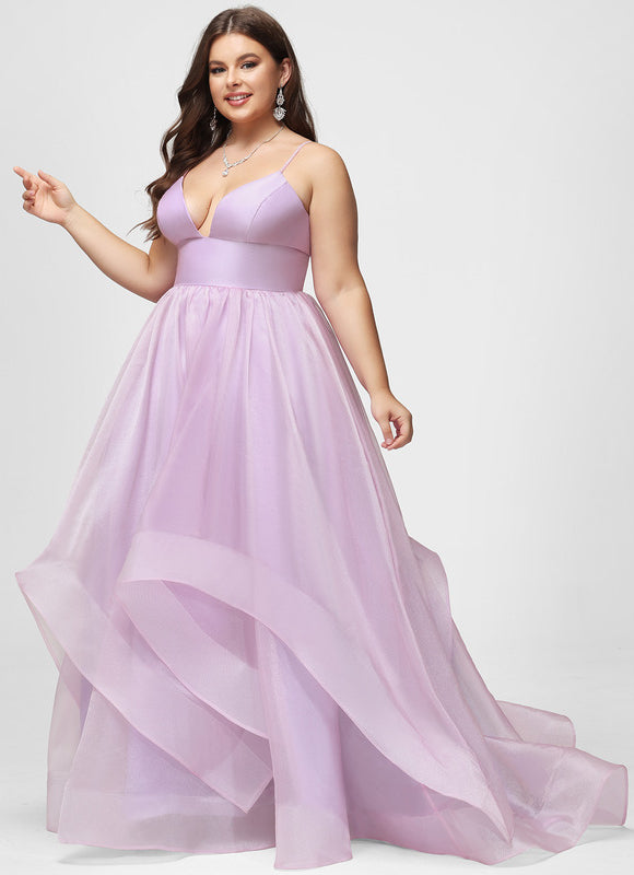 Robe Pastel Lilas Col V Traîne Élégant - gallery 9