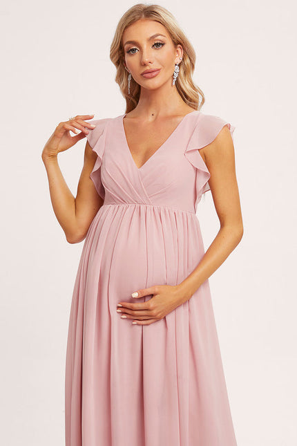 Robe Pastel Rose Demoiselle D'Honneur Volants - gallery 1