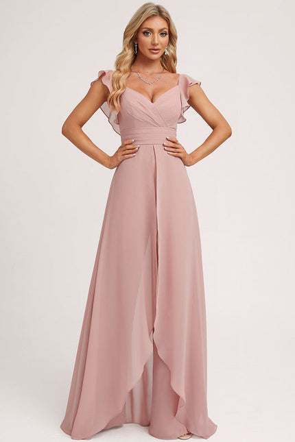 Robe Pastel Rose Demoiselle D'Honneur Volants - gallery 2