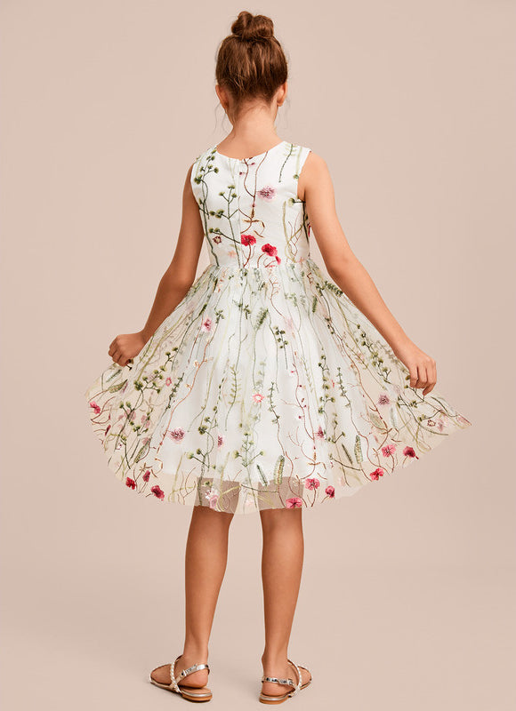 Robe Pastel Blanche Col Rond Dentelle - gallery 5